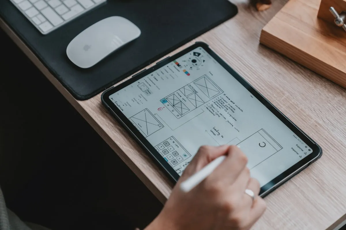 Developer working on custom website code at a modern workspace